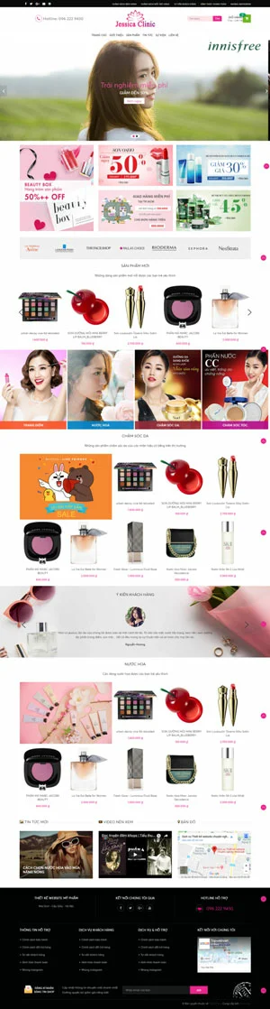 Mẫu giao diện website mỹ phẩm Jessica Clinic