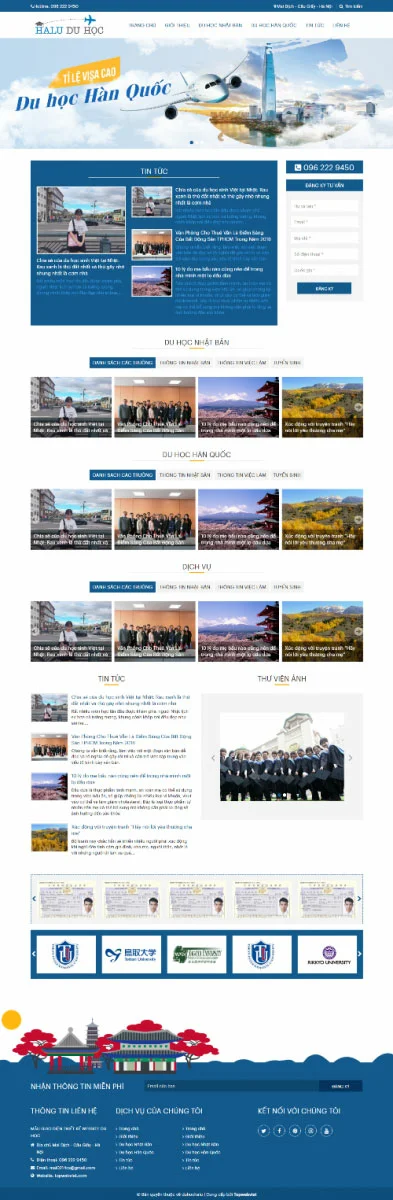 Mẫu giao diện website du học Halu