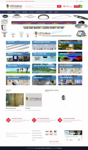 Mẫu giao diện website nội thất Led giá buôn
