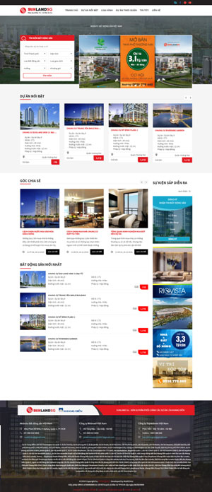 Mẫu giao diện website bất động sản SunlandSG