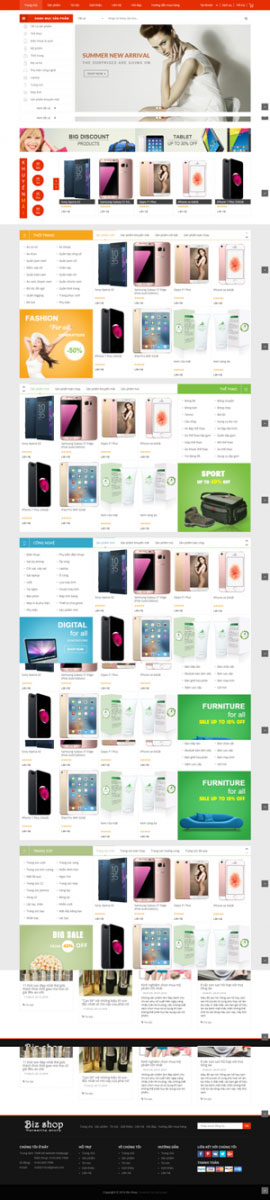 Mẫu giao diện website điện máy Bizshop