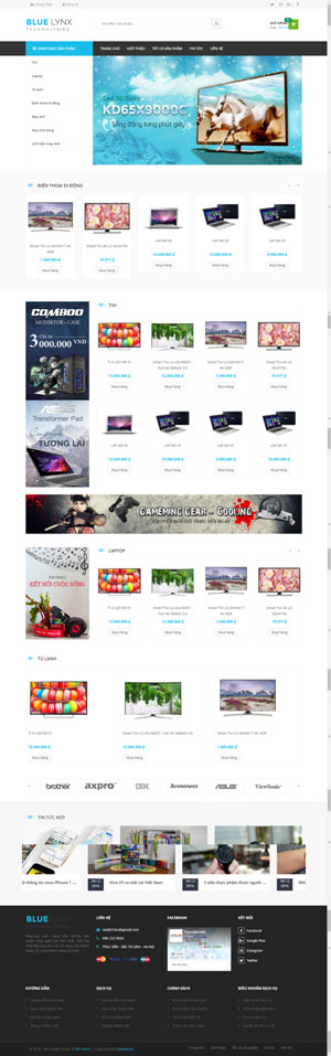Mẫu giao diện website điện máy Blue Lynx