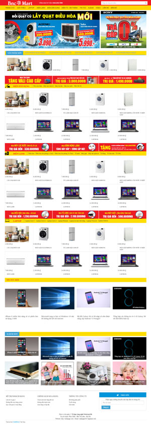 Mẫu giao diện website điện máy Omart