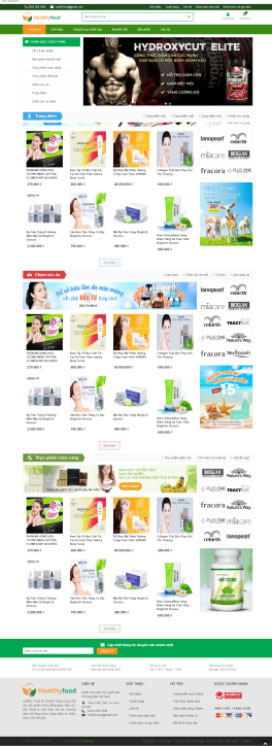 Mẫu giao diện website mỹ phẩm Healthy Food