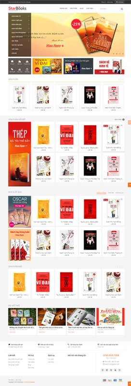 Mẫu giao diện website bán sách Star Books