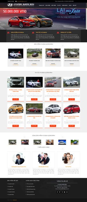 Mẫu giao diện website bán ô tô Hyundai Quảng Bình